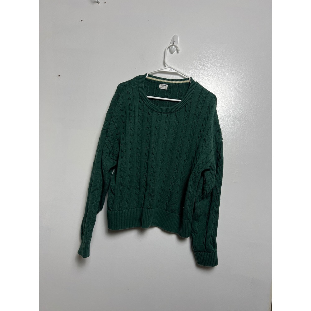 Cotton On‎ Womens Forest Green Cable Knit Cotton Pullover Sweater S Twee Earthy